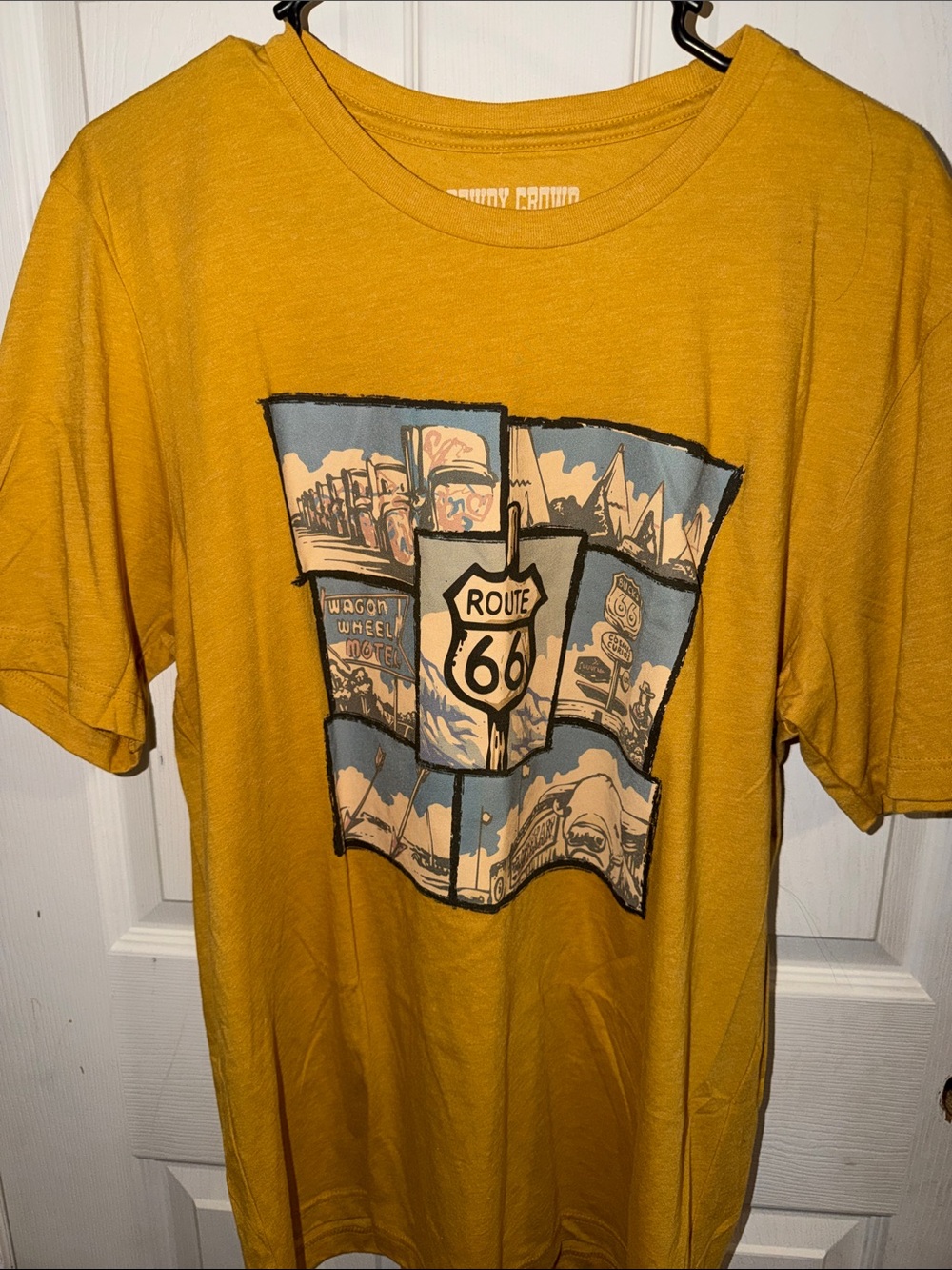 Mustard Yellow Short-Sleeve Route 66 Graphic Tee